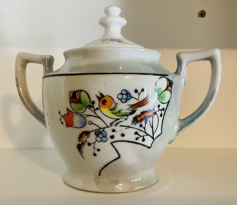 Vintage Glass Sugar Bowl with Cover