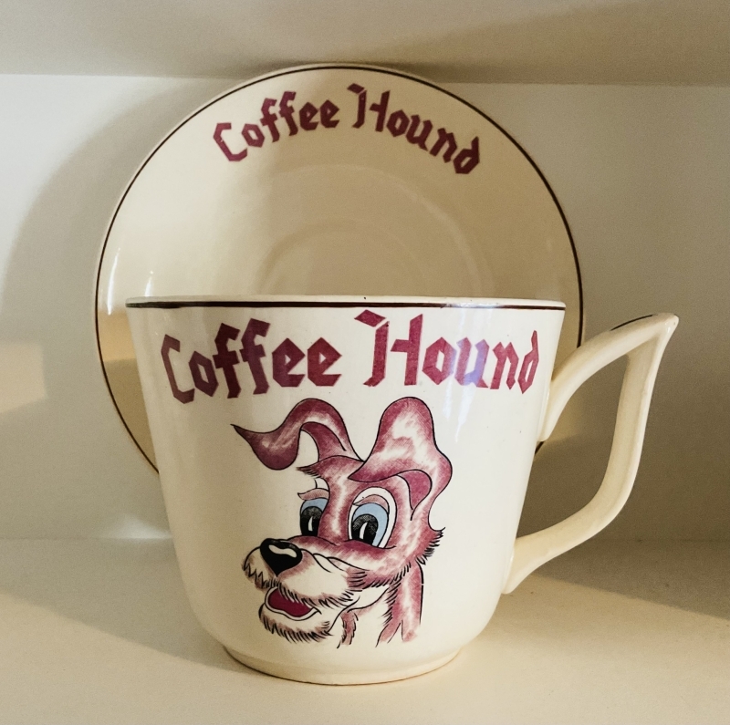 Vintage Extra Large Coffee Hound Mug & Saucer